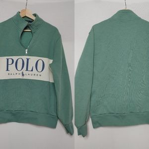Polo Ralph Lauren x Asos Half Zip Pullover Green Blue Off White Graphic Medium